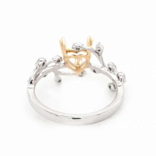 Heart Shape 6mm Ring Semi Mount in 14K Dual Tone (White/ Yellow) Gold with White Diamonds(RG5202)