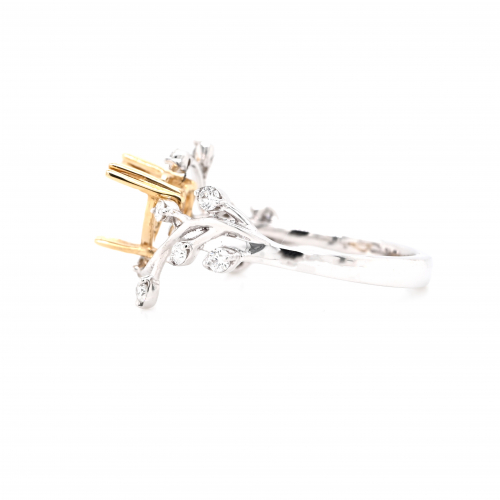 Heart Shape 6mm Ring Semi Mount in 14K Dual Tone (White/ Yellow) Gold with White Diamonds(RG5202)