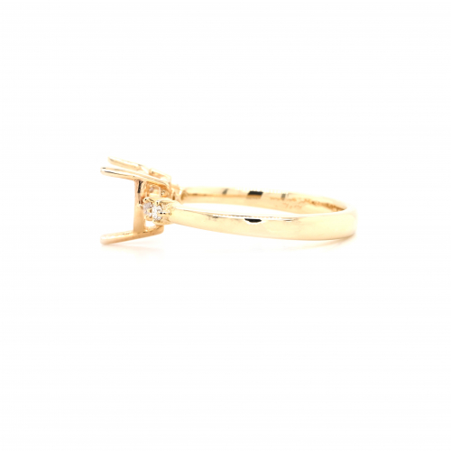 Heart Shape 7mm Ring Semi Mount in 14K Yellow Gold With Diamond Accents (RG5201)