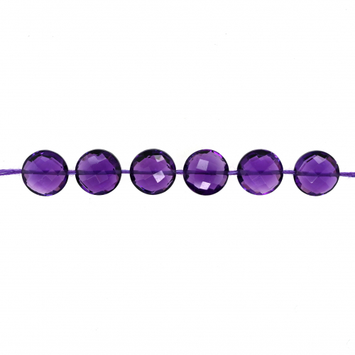 Hydro Amethyst Drops Coin Shape 8mm Drilled Beads 6 Pieces Line