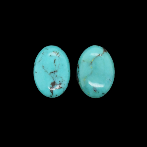 Kingman Turquoise Cab Oval 14x10mm Approximately 9 Carat Matching Pair
