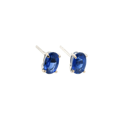 Kyanite Oval 1.32 Carat Stud Earrings In 14k White Gold