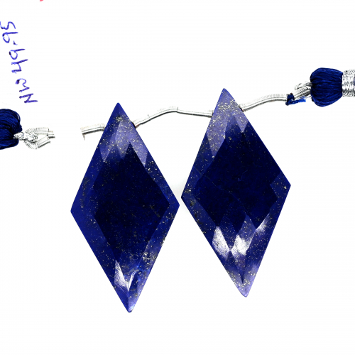 Lapis Drops Diamond Shape 38x19mm Drilled Bead Matching Pair