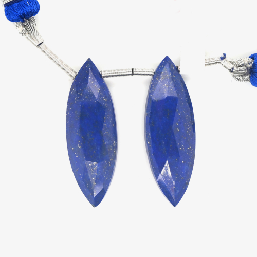 Lapis Drops Marquise Shape 30x10mm Drilled Bead Matching Pair