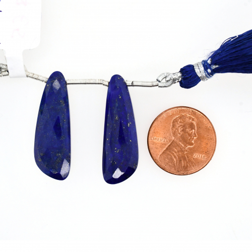 Lapis Drops Wing Shape 30x10mm Drilled Bead Matching Pair