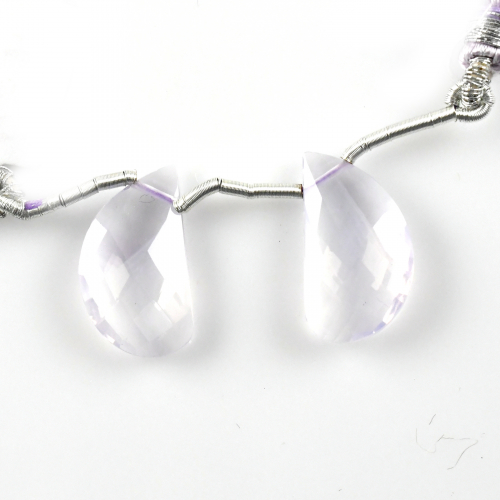 Lavender Quartz Drops Fancy Shape 20x11mm Drilled Beads Matching Pair
