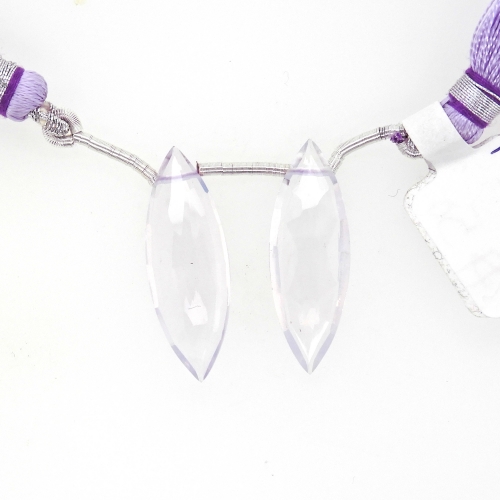 Lavender Quartz Drops Marquise Shape 27x10mm Drilled Beads Matching Pair