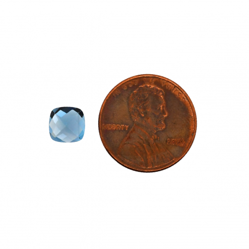 London Blue Topaz Cushion Checkerboard Top 7mm Single Piece Approximately 1.65 Carat