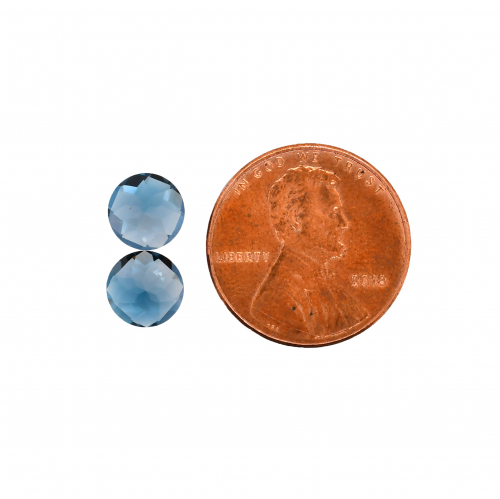 London Blue Topaz Round 7mm Matching Pair Approximately 2.70 Carat