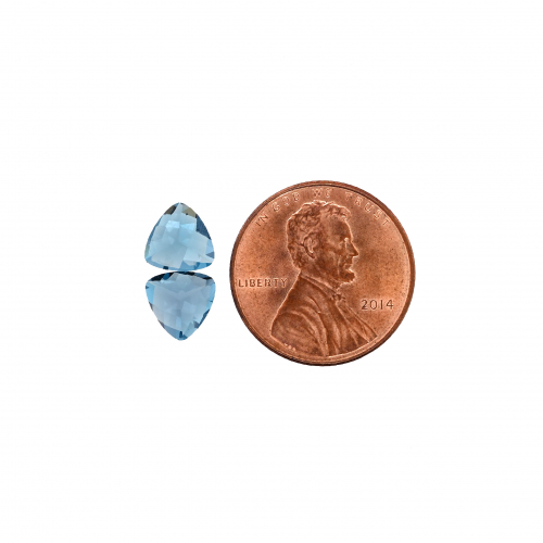 London Blue Topaz Trillion Shape 7mm Matching Pear Approximately 3 Carat
