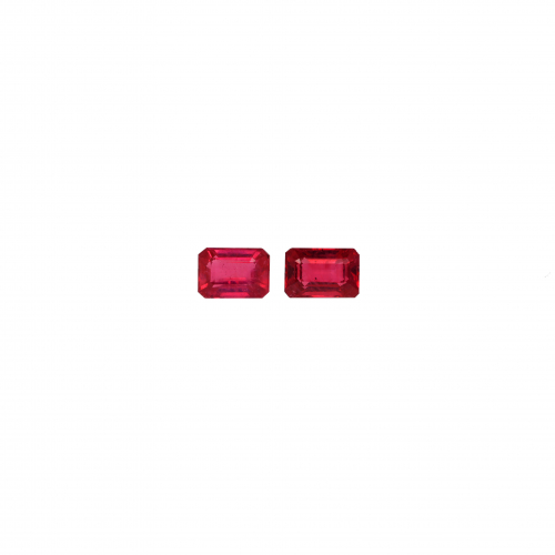 Madagascar Ruby Emerald Cut 6x4mm Matching Pair Approximately 1.80 Carat