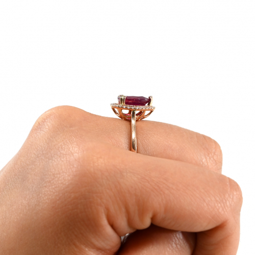 Madagascar Ruby Pear 3.16 Carat Ring In 14k Rose Gold With Accent Diamonds (rg1480)