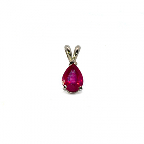 Madagascar Ruby Pear Shape 2.15 Carat Pendant in 14K White Gold (Chain Not Included)