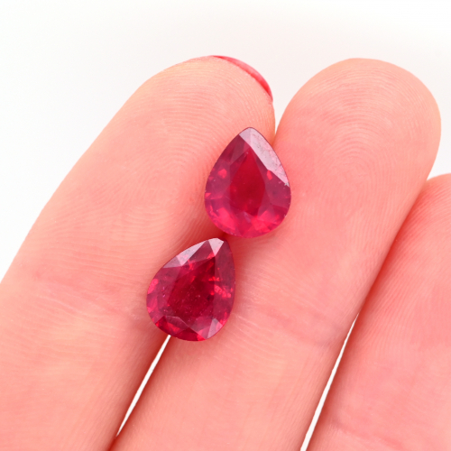 Madagascar Ruby Pear Shape 9x7mm Matching Pair Approximately 4.2 Carat