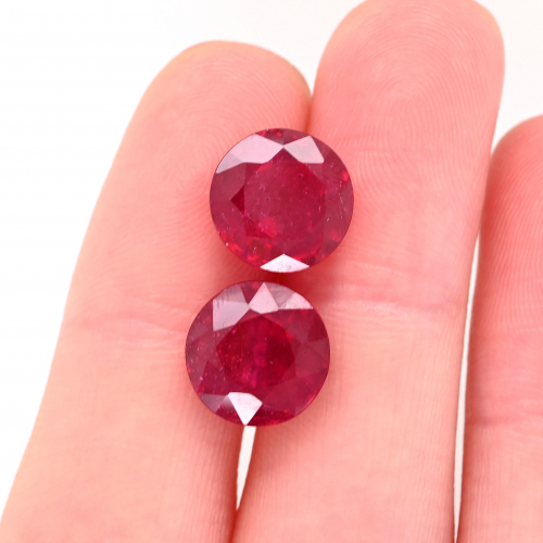 Madagascar Ruby Round 10mm Matching Pair Approximately 10.20 Carat