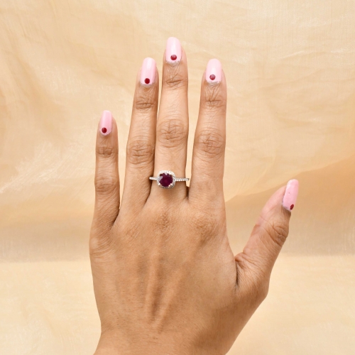 Madagascar Ruby Round 2.13 Carat Ring With Diamond Accent In 14k Dual Tone (white & Rose) Gold