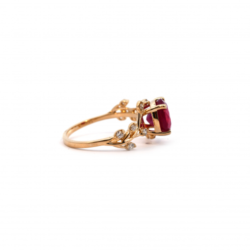 Madagascar Ruby Round 2.19 Carat Ring In 14k Yellow Gold With Diamond Accent.