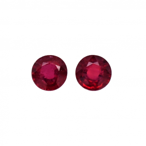Madagascar Ruby Round 5mm Matching Pair Approximately 1.25 Carat