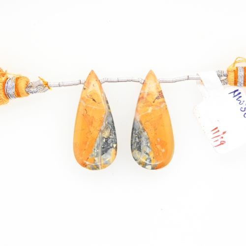 Malinga Jasper Drops Almond Shape 30x13mm Drilled Beads Matching Pair