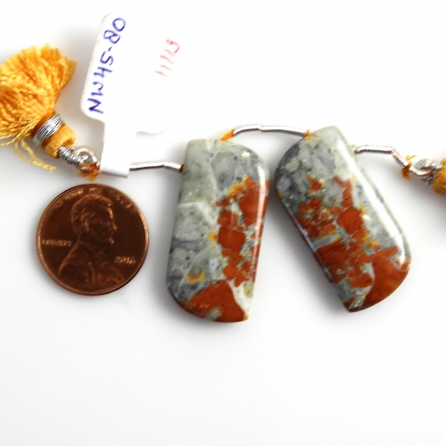 Malinga Jasper Drops Fancy Shape 30x15mm Drilled Beads Matching Pair