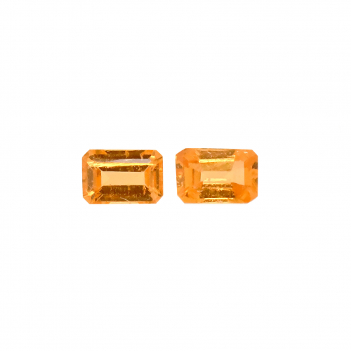 Mandarin Garnet Emerald Cut 6x4mm Matching Pair Approximately 1.60 Carat