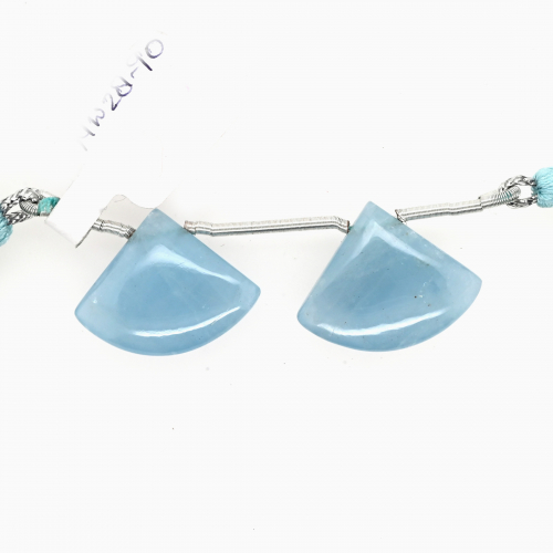 Milky Aquamarine Drops Fan Shape 17x22mm Drilled Beads Matching Pair