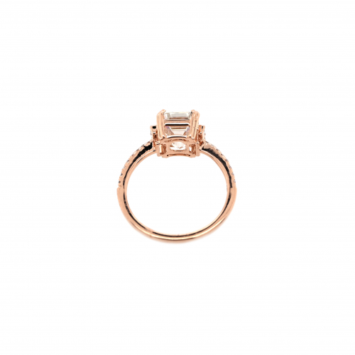 Moissanite Emerald Cut 2.52 Carat Ring With Accent Diamonds In 14k Rose Gold