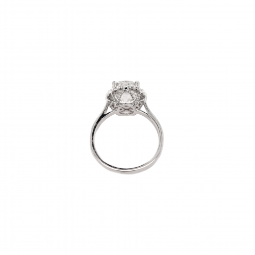 Moissanite Oval 2.88 Carat Ring With Accent Diamonds In 14k White Gold