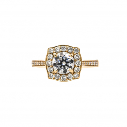 Moissanite Round 0.76 Carat Ring with Accent Diamonds in 14K Yellow Gold