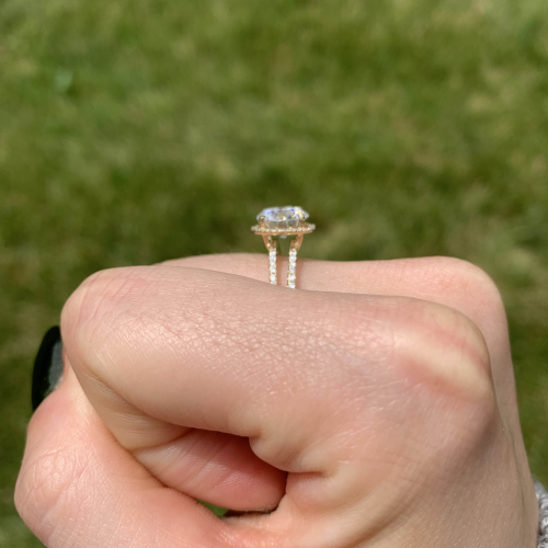 Moissanite Round 1.78 Carat Ring With Accent Diamonds In 14k Yellow Gold