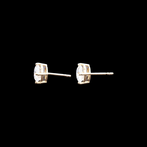 Moissanite Round Shape 3.56 Carat Stud Earring In 14k Yellow Gold