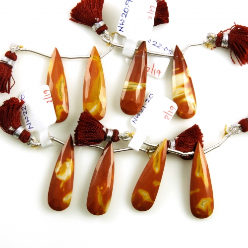 Mookaite Jasper Drops Almond Shape 33x10mm Drilled Beads Matching Pair