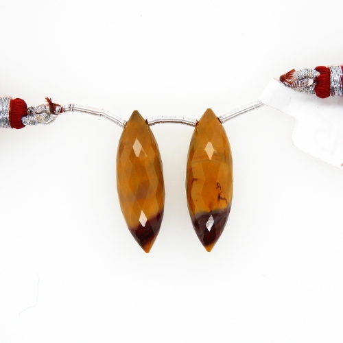Mookaite Jasper Drops Marquise Shape 26x9mm Drilled Beads Matching Pair