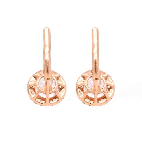 Morganite 2.31 Carat With Accented Diamond Dangle Earring In 14k Rose Gold