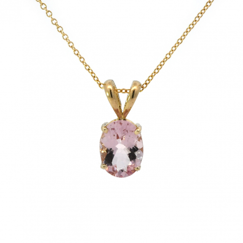 Morganite Oval Shape 0.93 Carat Pendant  In 14k Yellow Gold  (chain Not Included )