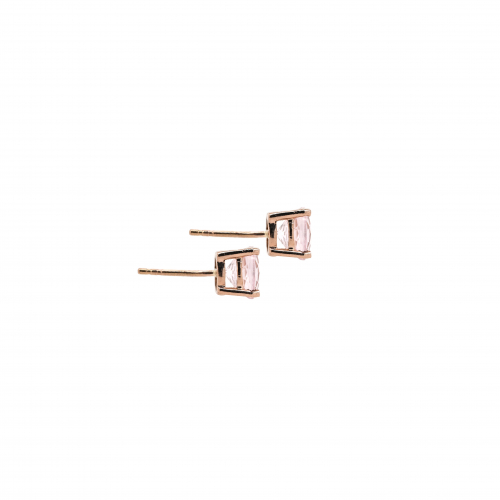 Morganite Round 1.88 Carat Stud Earrings in 14K Rose Gold