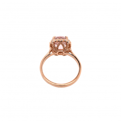 Morganite Round 2.63 Carat Ring In 14k Rose Gold With Accent Diamonds