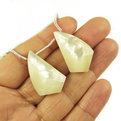 Mother Of Pearl Drops Fancy Shape 29x18mm Drilled Beads Matching Pair