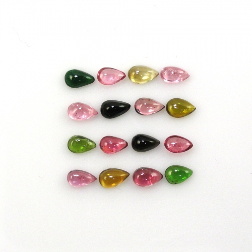 Multi Color Tourmaline Cabs Pear Shape 5x3mm Approximately 3 Carat