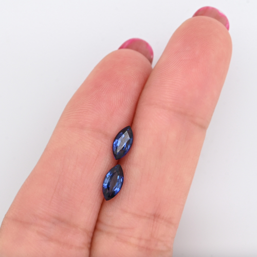 Nigerian Blue Sapphire Marquise Shape 8x4mm Matching Pair Approximately 1.93 Carat