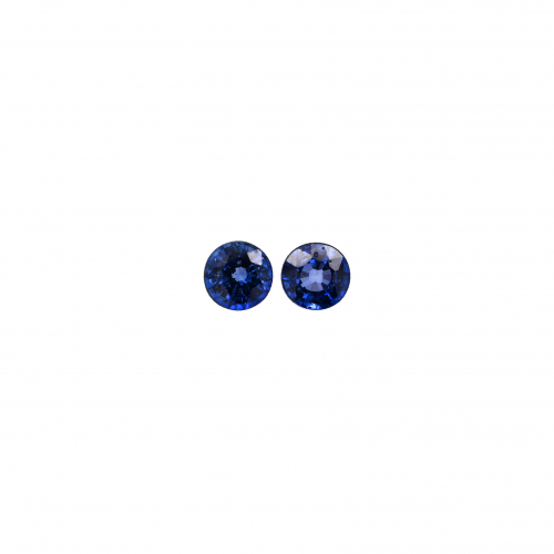 Nigerian Blue Sapphire Round 4.7mm Matching Pair Approximately 1.10 Carat