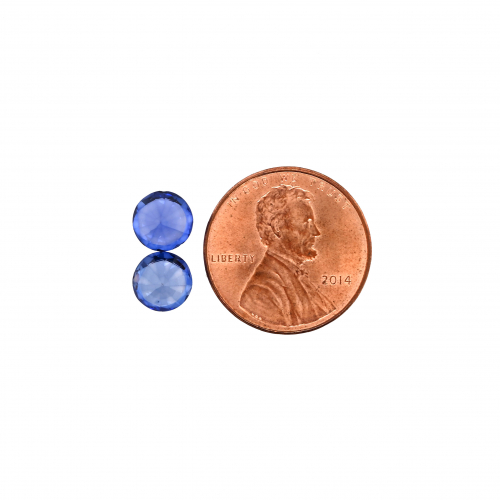 Nigerian Blue Sapphire Round 6.8mm Matching Pair Approximately 2.90 Carat