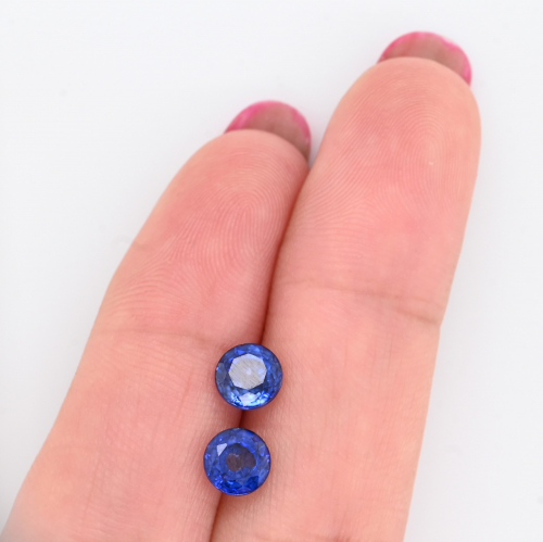Nigerian Blue Sapphire Round 6x6mm Matching Pair Approximately 2.60 Carat