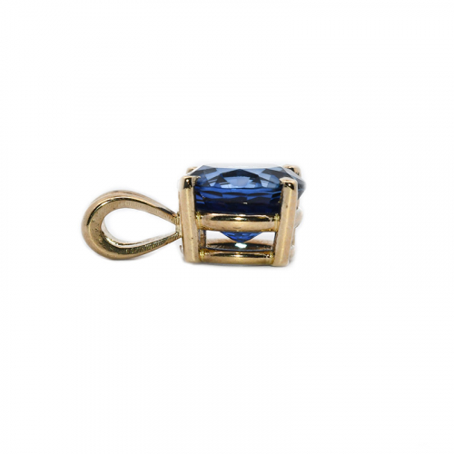 Nigerian Blue Sapphire Round Shape 2.33 Carat Pendant in 14K Yellow  Gold ( Chain Not Included )
