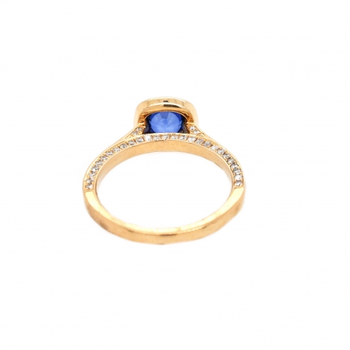Nigerian Sapphire Cushion 0.82 Carat Ring With Diamond Accents In 14k Yellow Gold