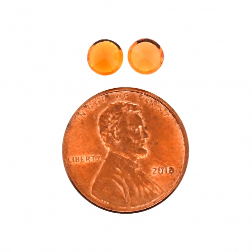 Orange Sapphire Round 5.5mm Matching Pair Approximately 1.90 Carat