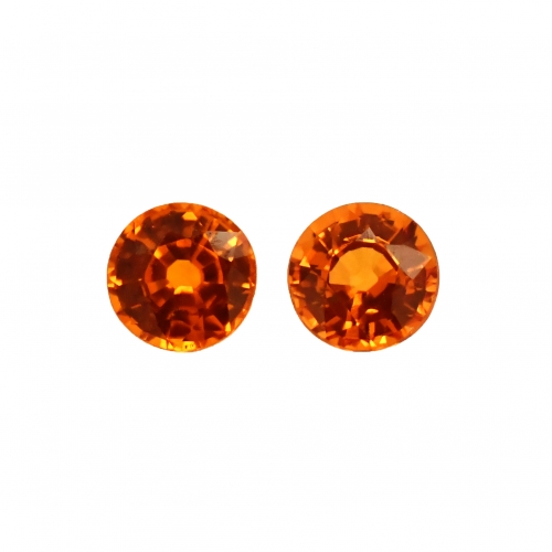 Orange Sapphire Round 5.5mm Matching Pair Approximately 1.90 Carat
