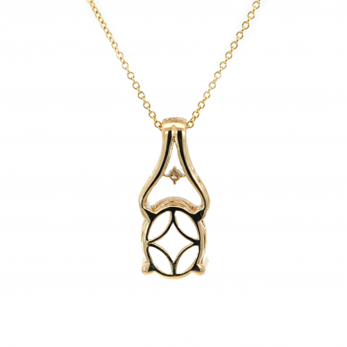 Oval 10x8mm Pendant Semi Mount In 14k Yellow Gold With Diamond Accents (chain Not Included)