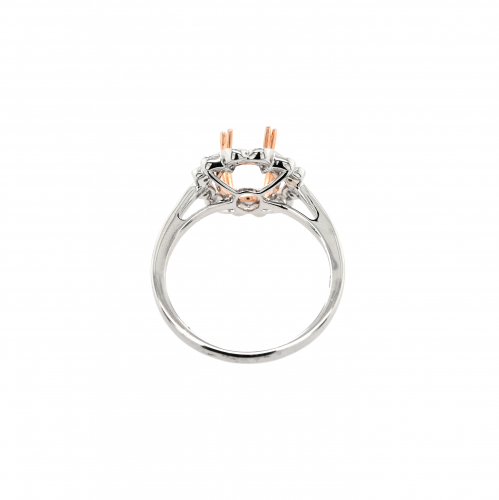 Oval 10x8mm Ring Semi Mount in 14K Dual Tone (White/Rose) Gold with Accent Diamonds (RG2655)