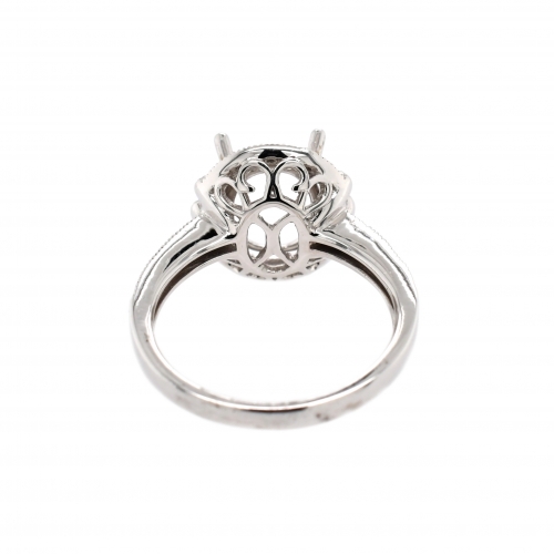 Oval 10x8mm Ring Semi Mount in 14K White Gold with White Diamonds